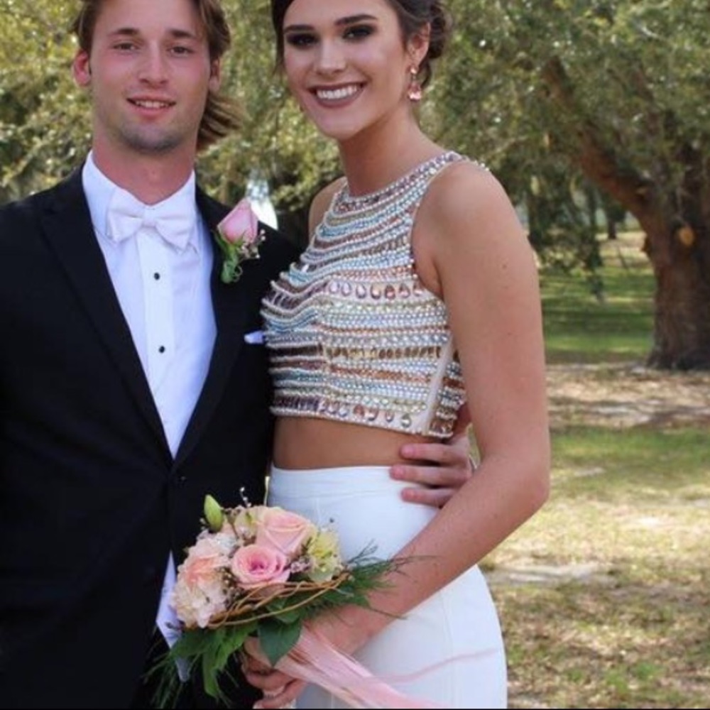 Blush Prom Dress Size 4 Beaded Prom Dress